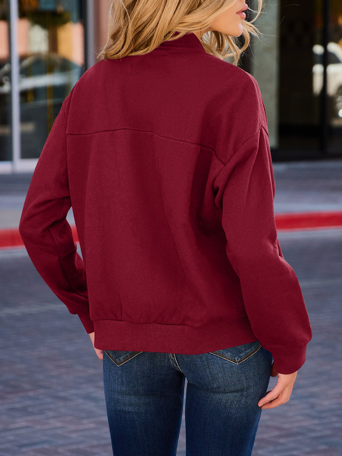 Zip Up Long Sleeve Jacket with Pockets – Casual Wear, Outdoor Activities