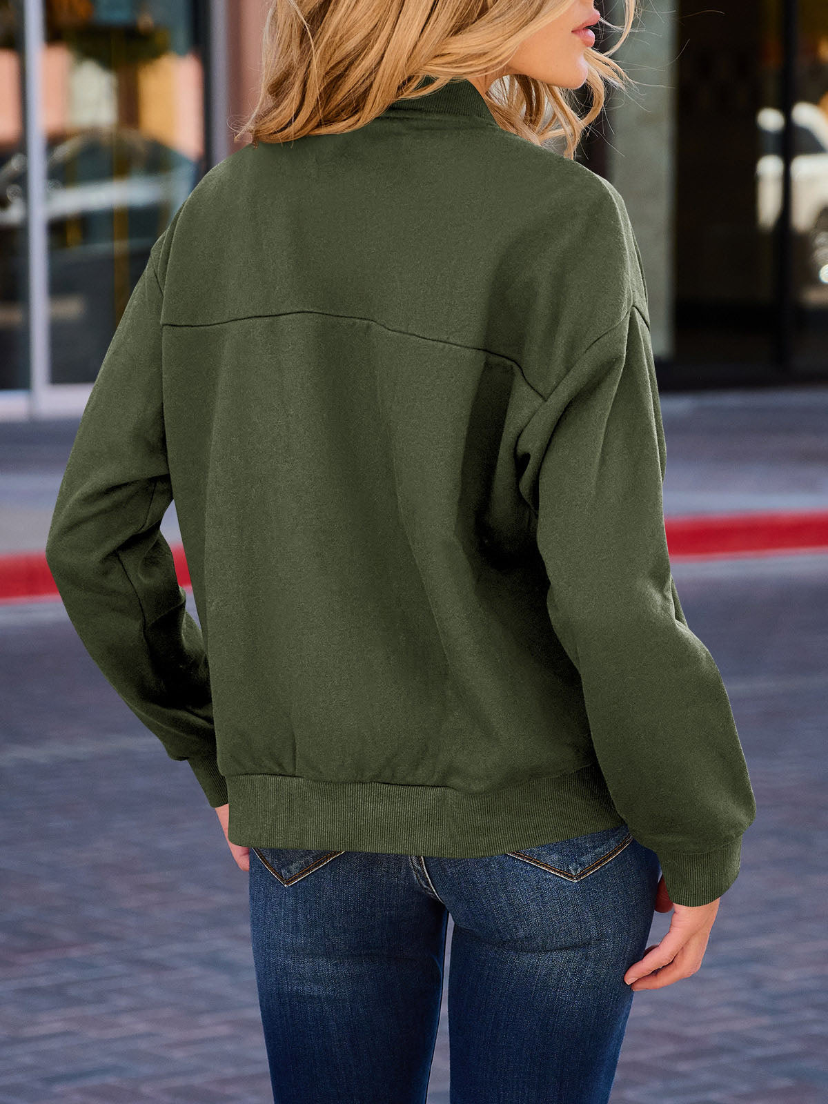 Zip Up Long Sleeve Jacket with Pockets – Casual Wear, Outdoor Activities