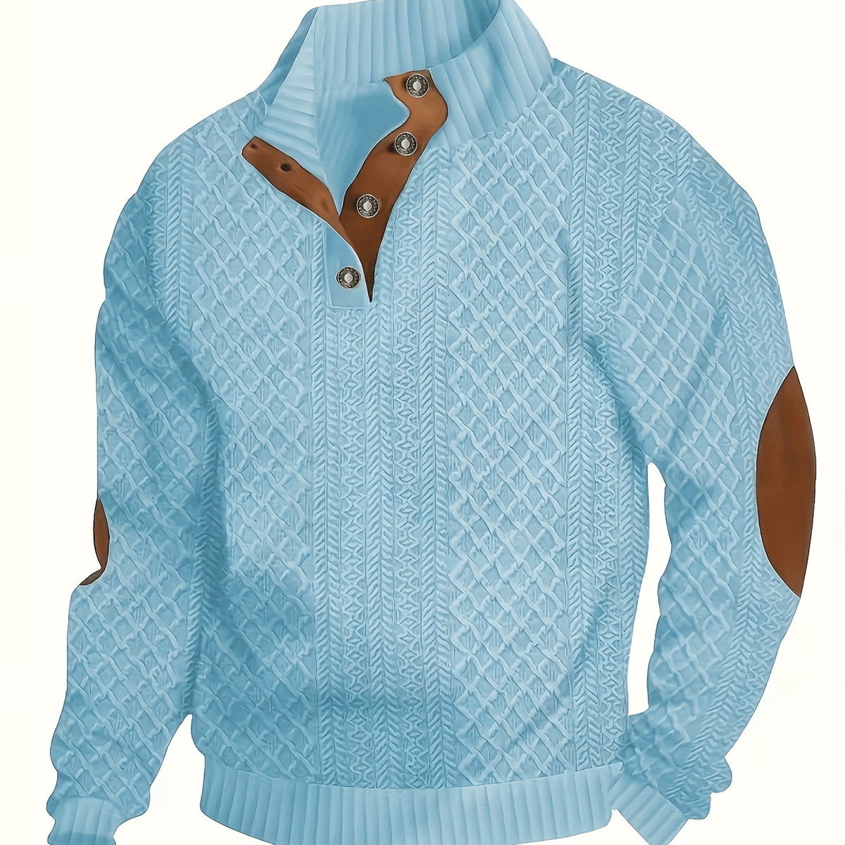 Stand Collar Button Henley Sweater for Men | Comfortable Knit Casual Wear