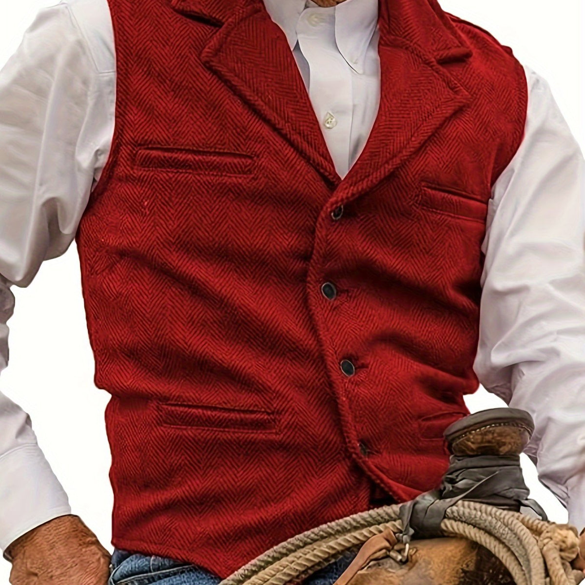 Herringbone Vest for Men | Heritage Style | Warm Wool Blend | Casual Wear