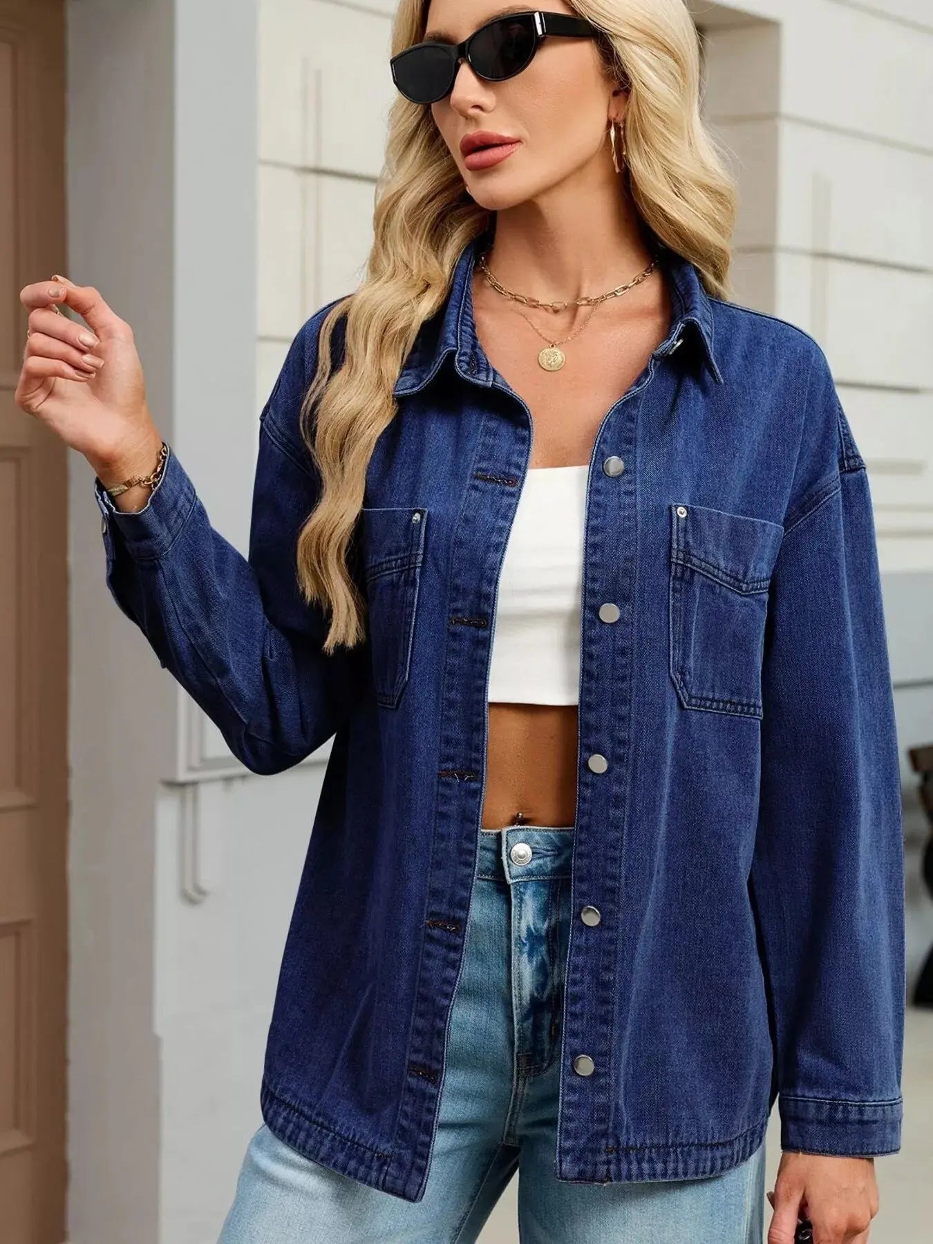 Denim Jacket with Dropped Shoulders – Casual Wear, Everyday Style