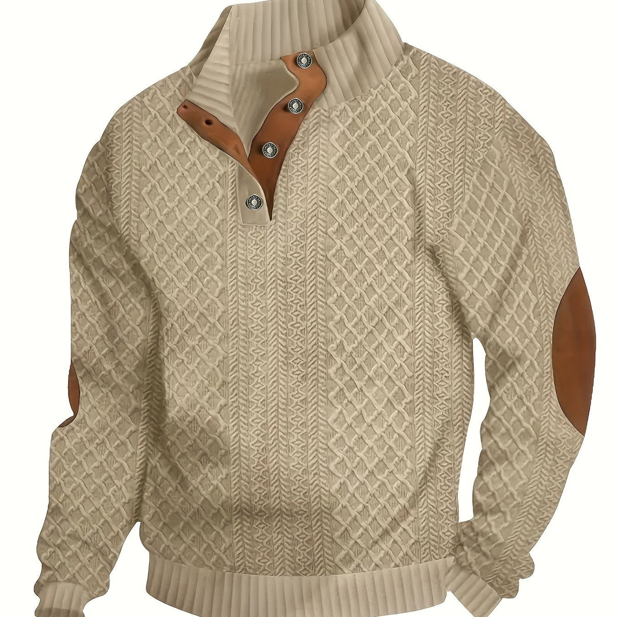 Stand Collar Button Henley Sweater for Men | Comfortable Knit Casual Wear