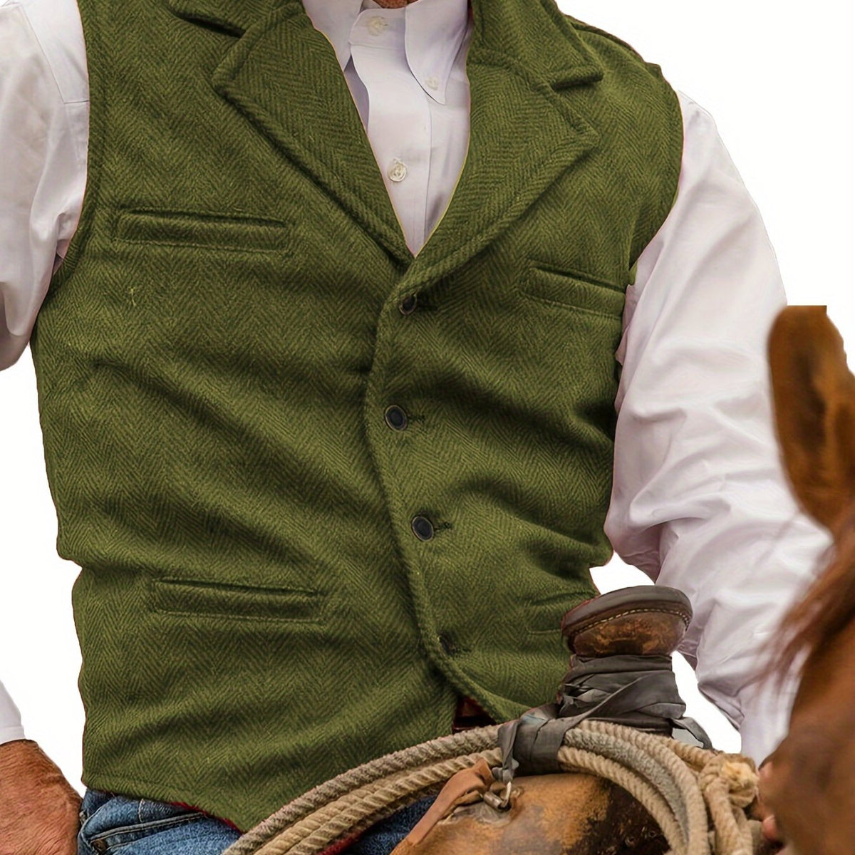 Herringbone Vest for Men | Heritage Style | Warm Wool Blend | Casual Wear