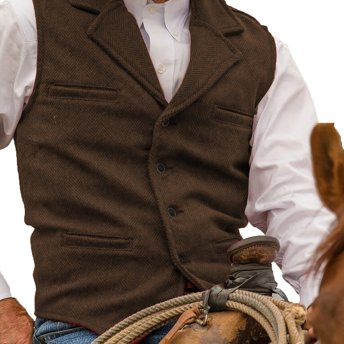 Herringbone Vest for Men | Heritage Style | Warm Wool Blend | Casual Wear