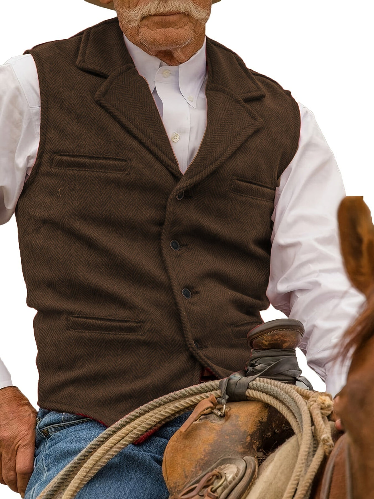 Herringbone Vest for Men | Heritage Style | Warm Wool Blend | Casual Wear