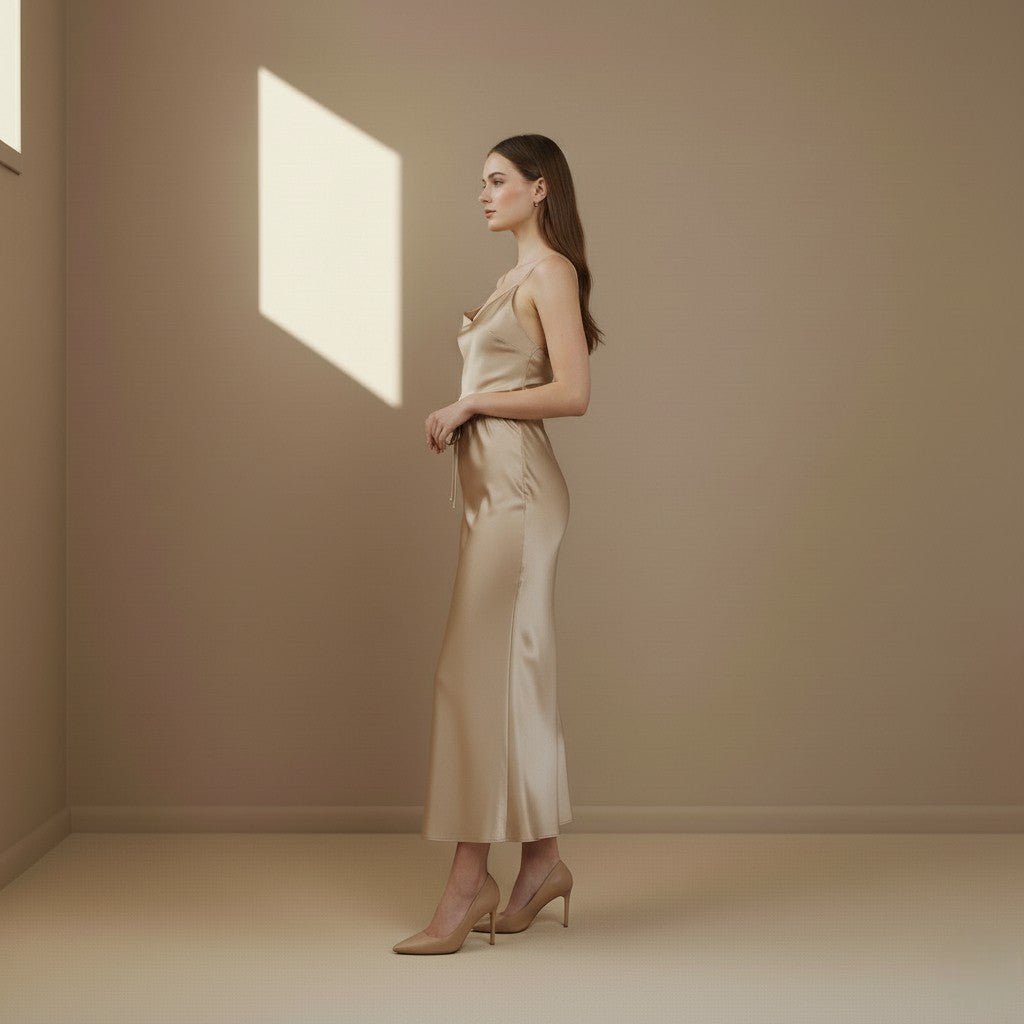 Beige Satin Skirt - Satinni