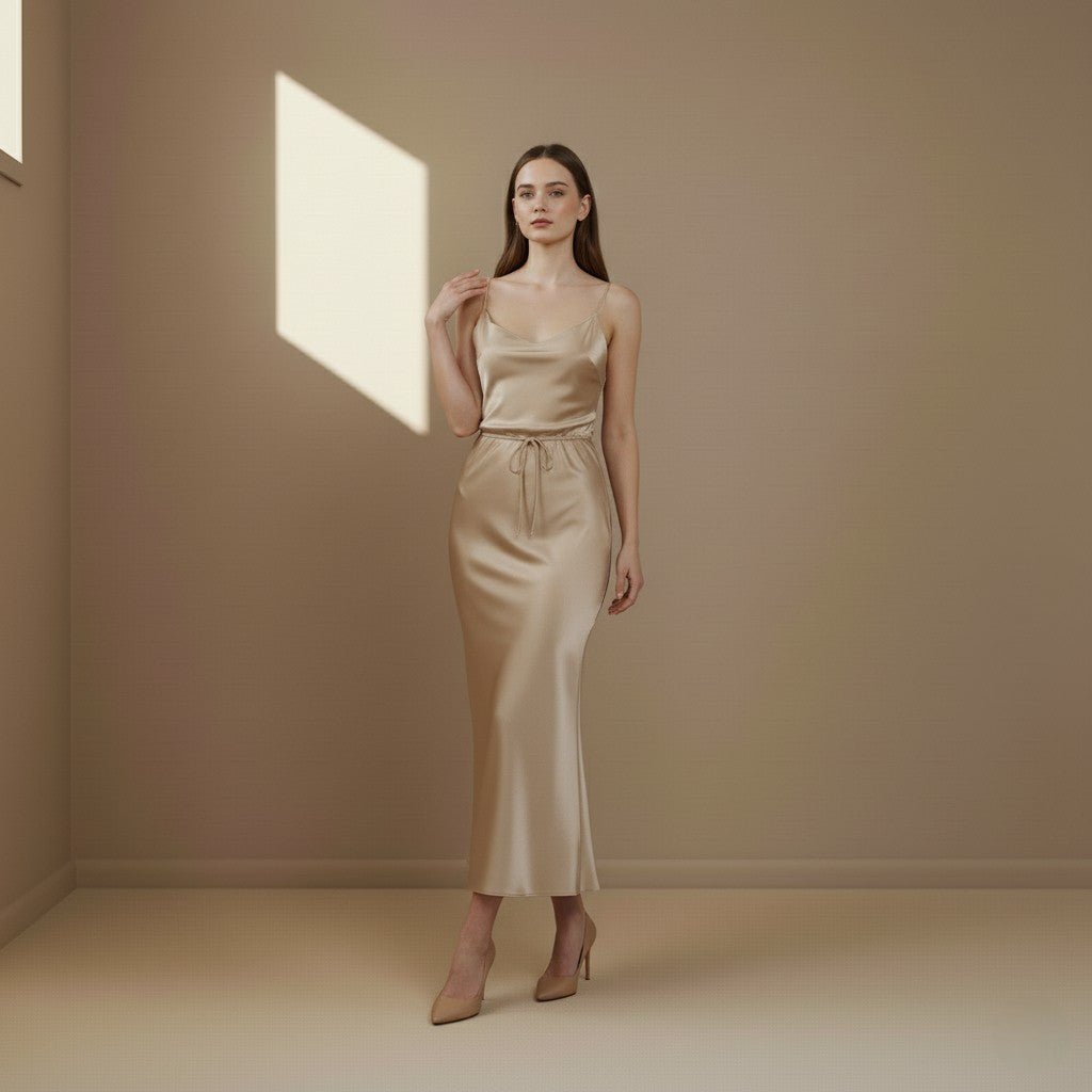 Beige Satin Skirt - Satinni