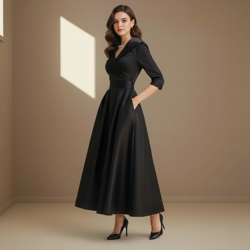 Black satin dress - Satinni