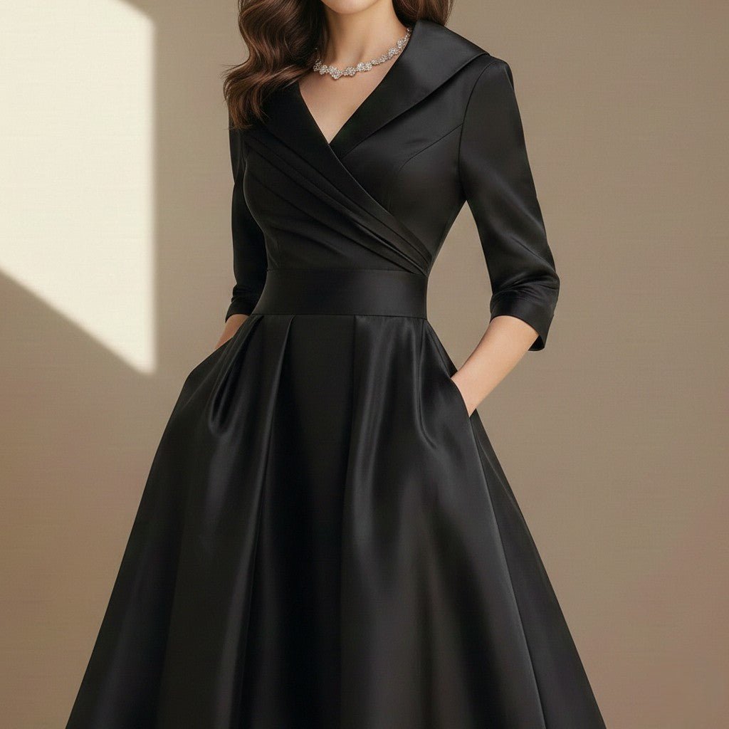 Black satin dress - Satinni