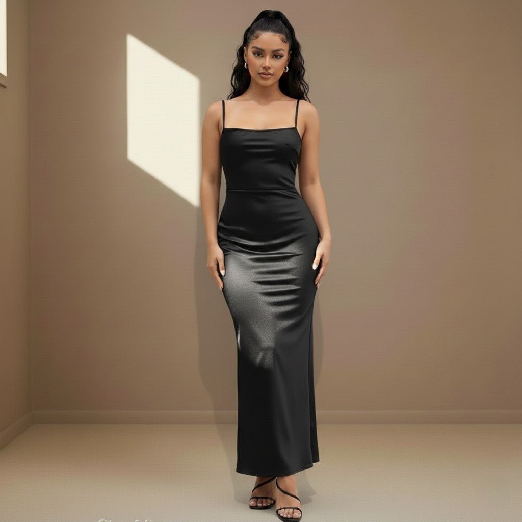 Black satin dress - Satinni