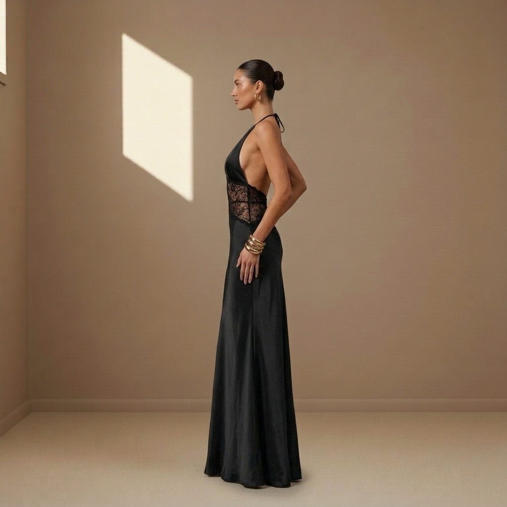 Black satin dress - Satinni