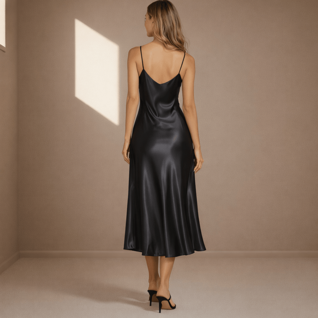Black satin dress - Satinni