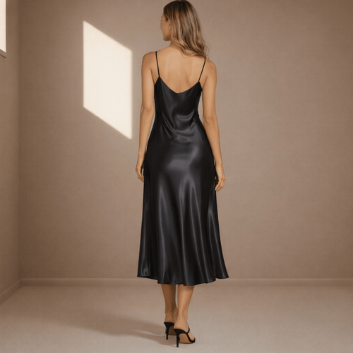 Black satin dress - Satinni