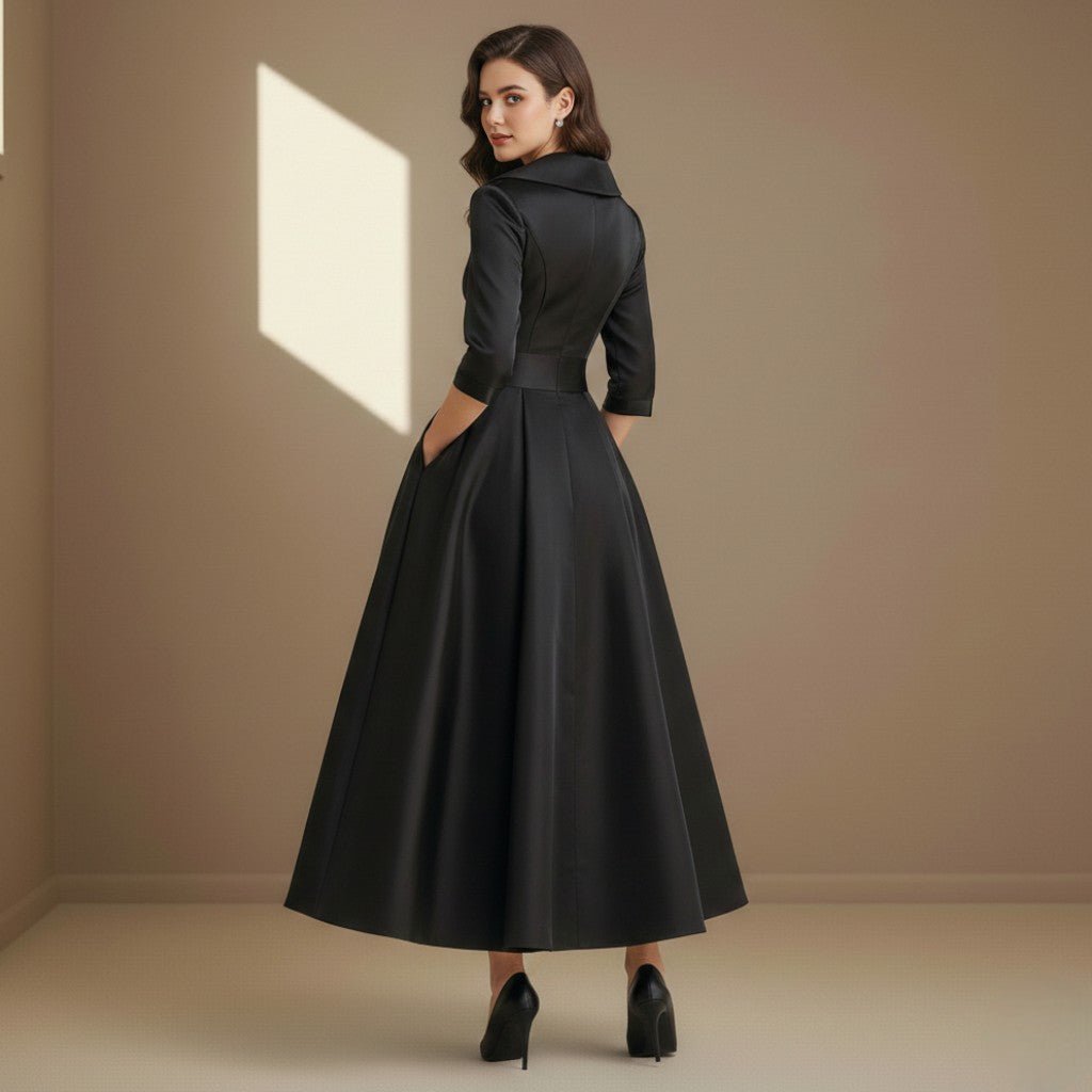 Black satin dress - Satinni