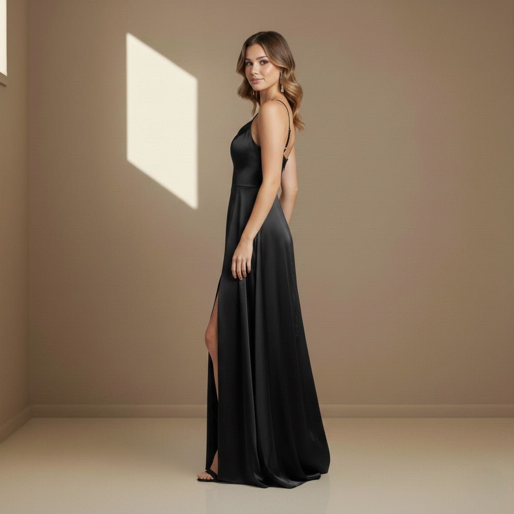 Black satin dress - Satinni