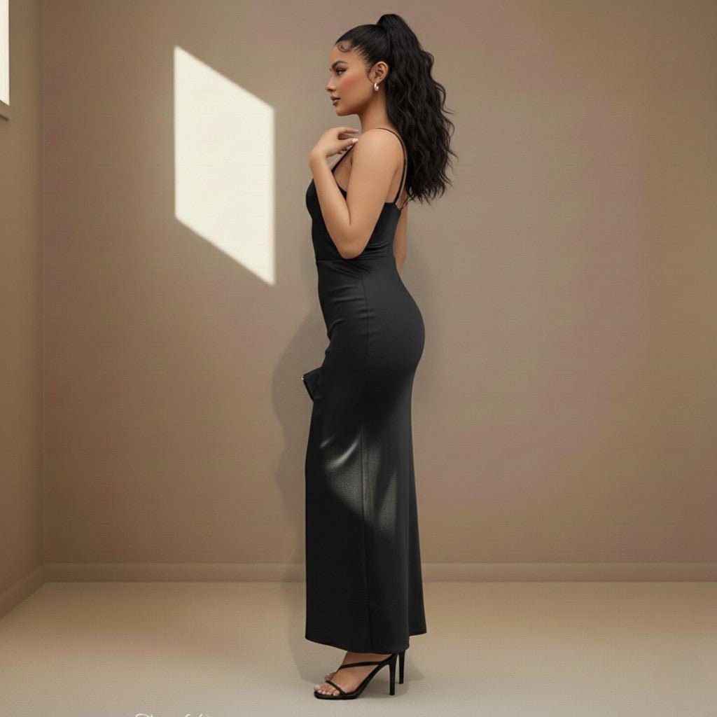 Black satin dress - Satinni