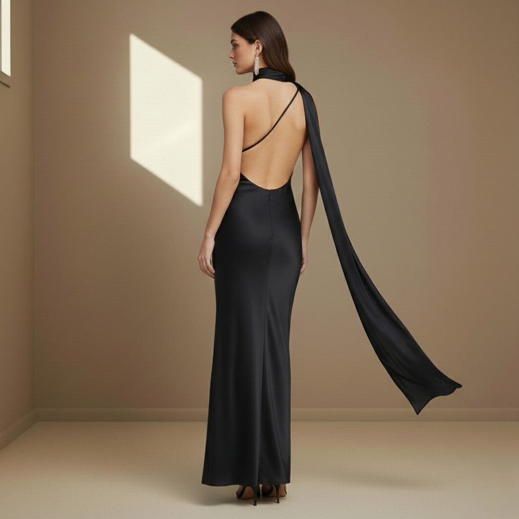 Black satin dress - Satinni