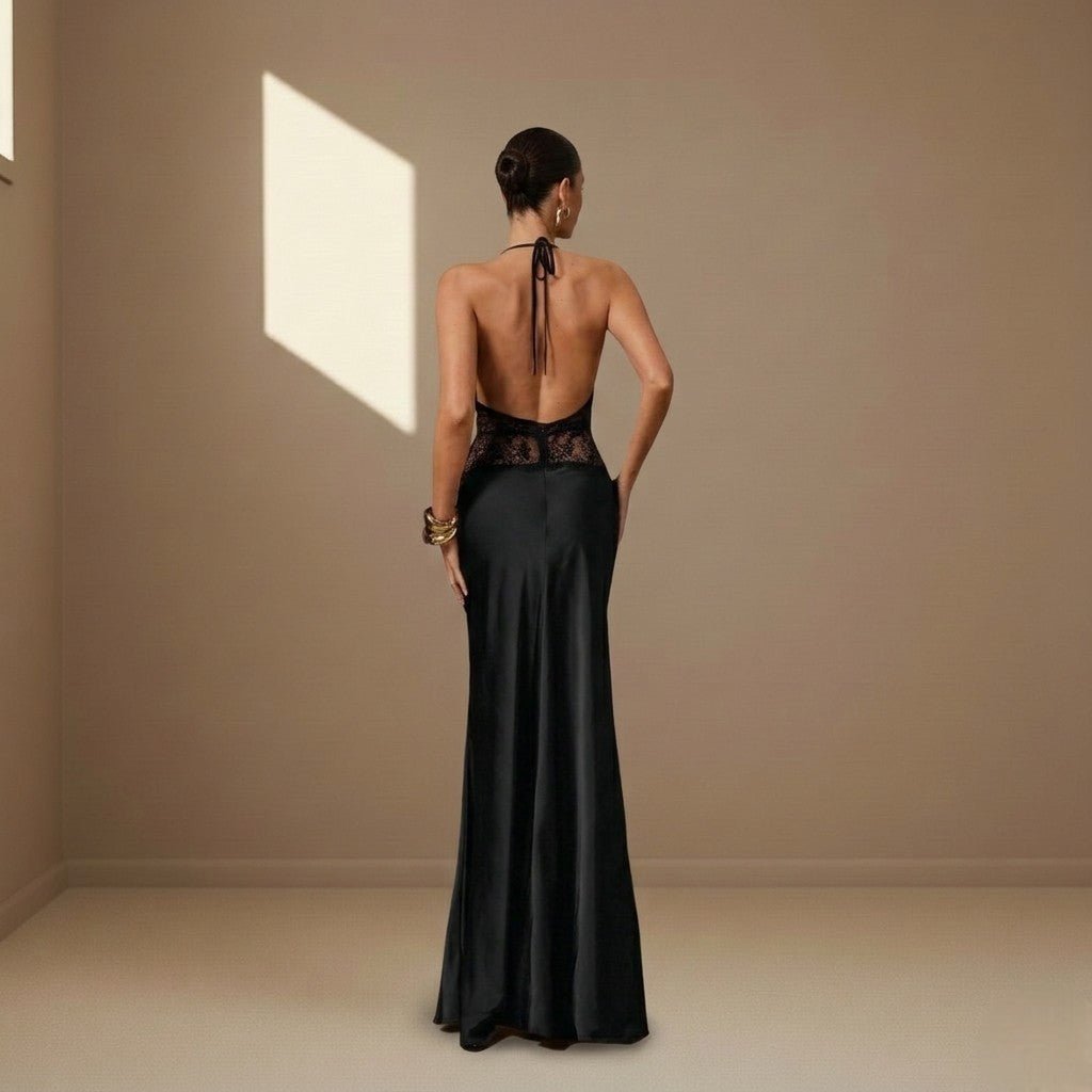 Black satin dress - Satinni