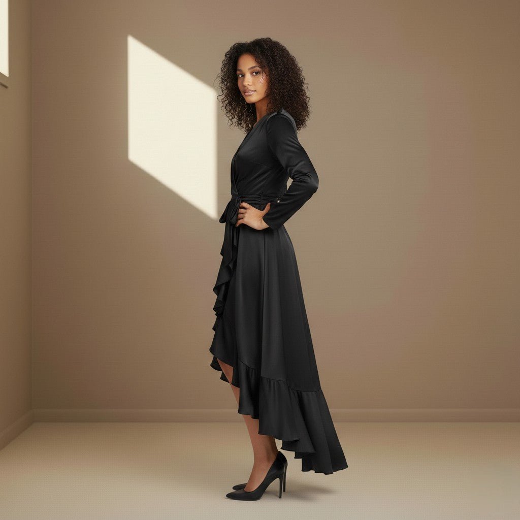 Black satin dress - Satinni