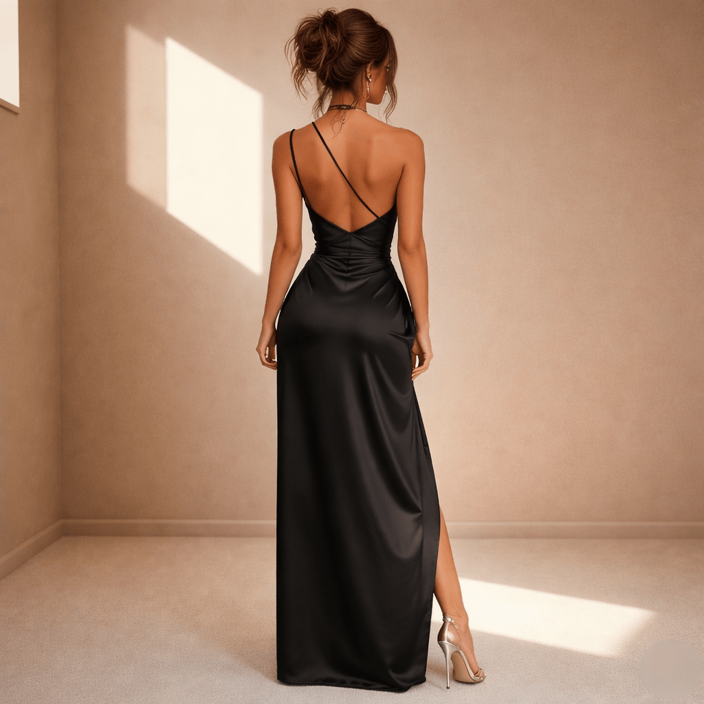 Black satin dress - Satinni