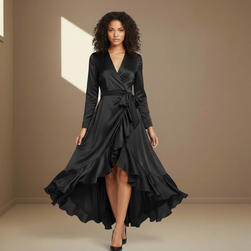 Black satin dress - Satinni