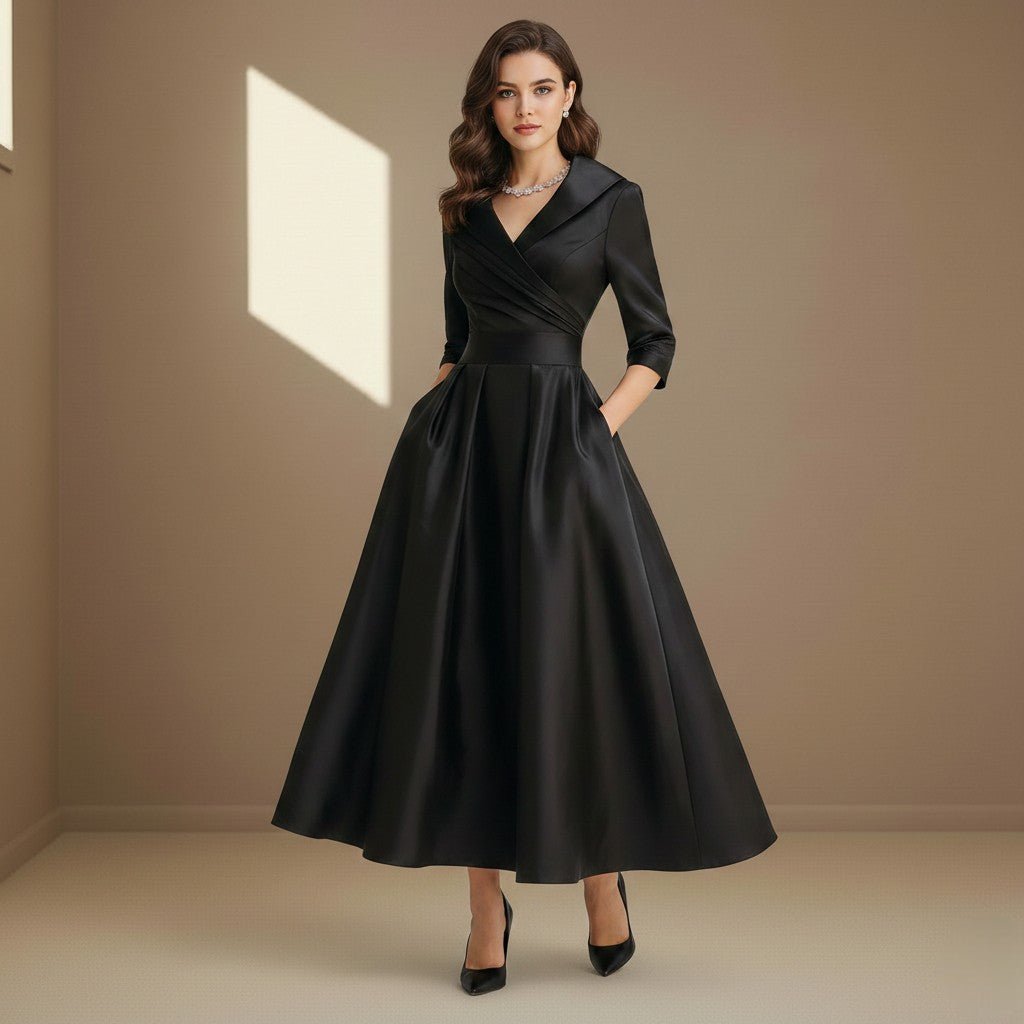 Black satin dress - Satinni