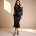 Black satin dress - Satinni