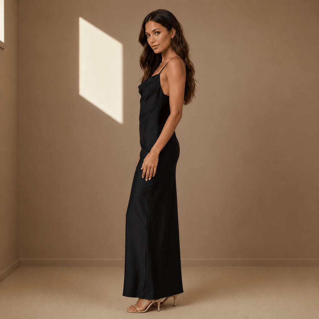 Black satin dress - Satinni