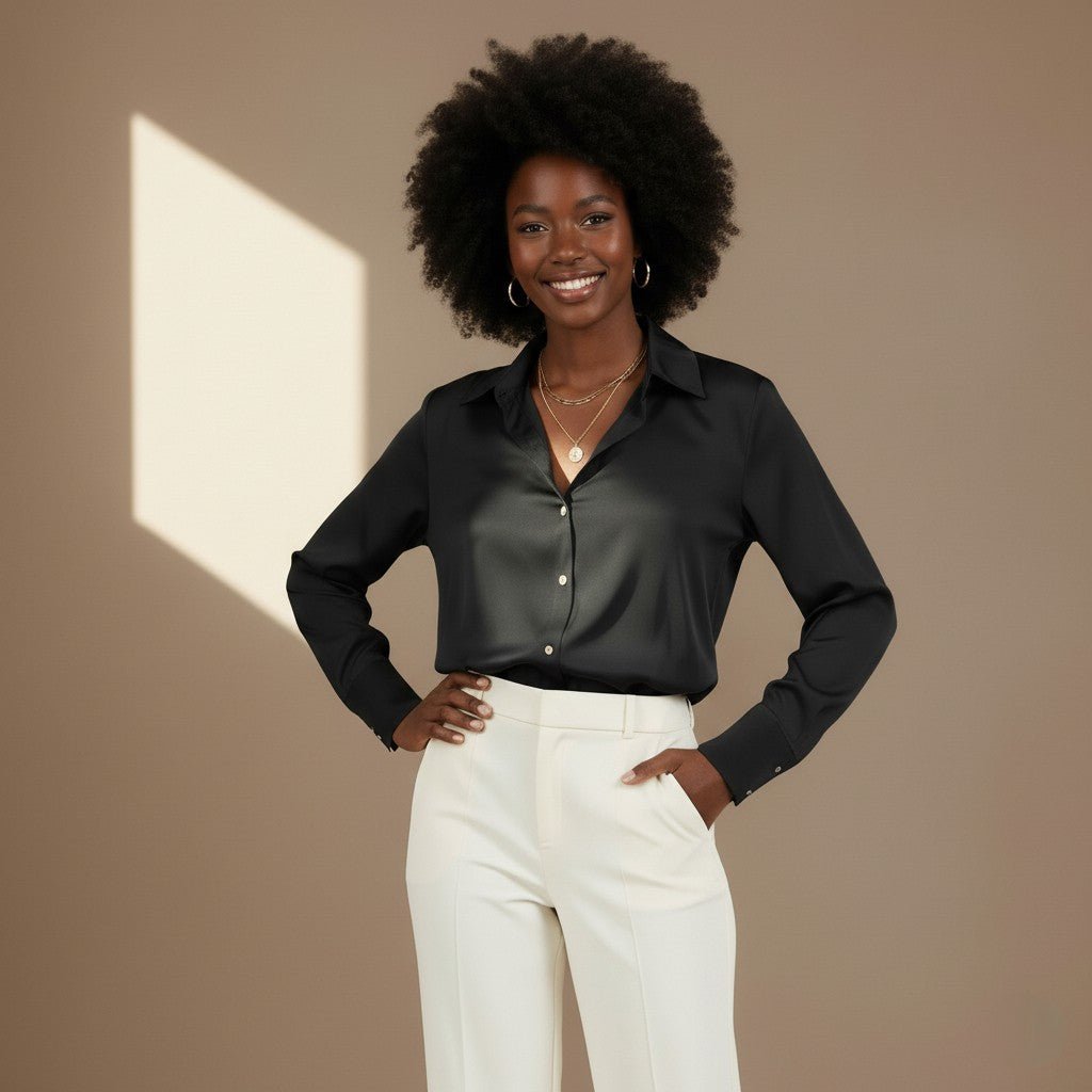 Black Satin Shirt - Satinni
