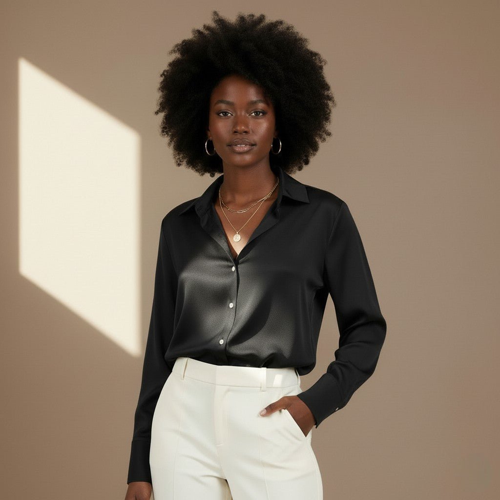 Black Satin Shirt - Satinni