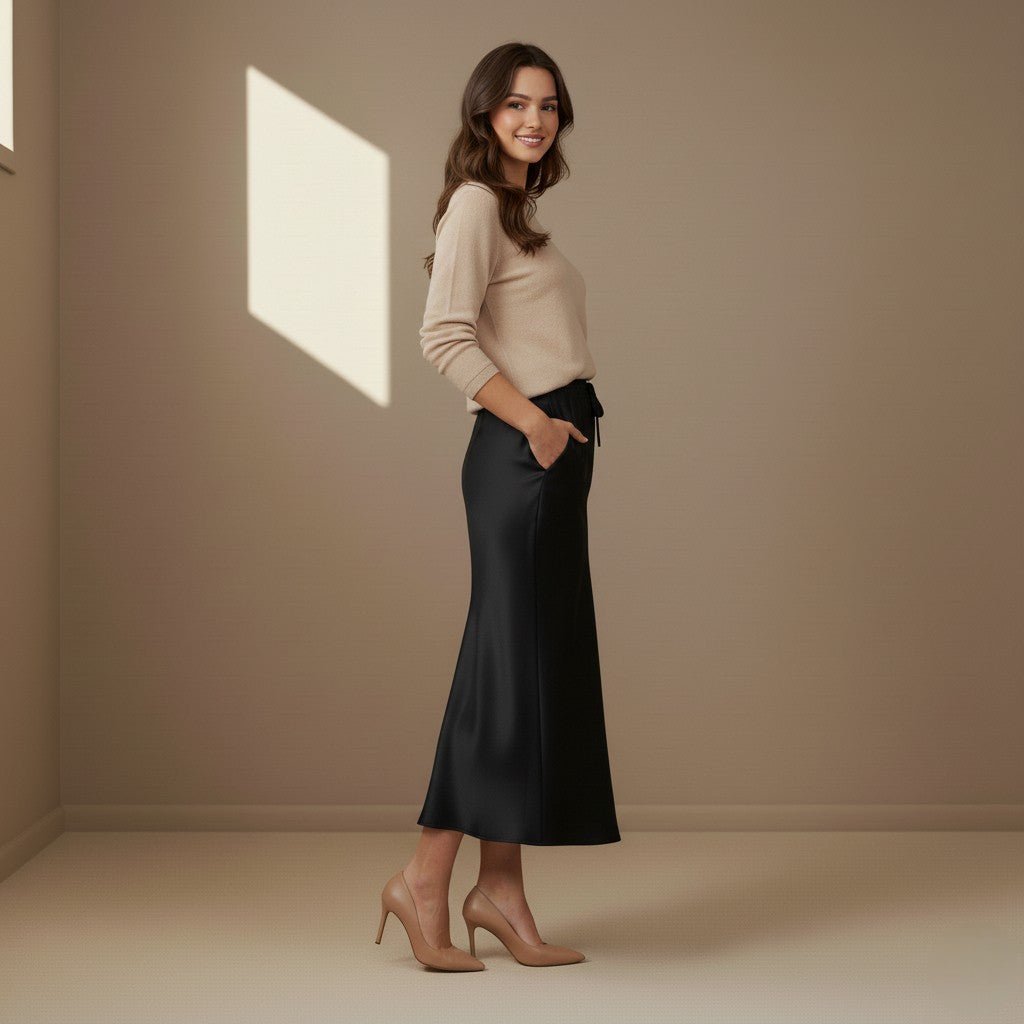 Black Satin Skirt - Satinni
