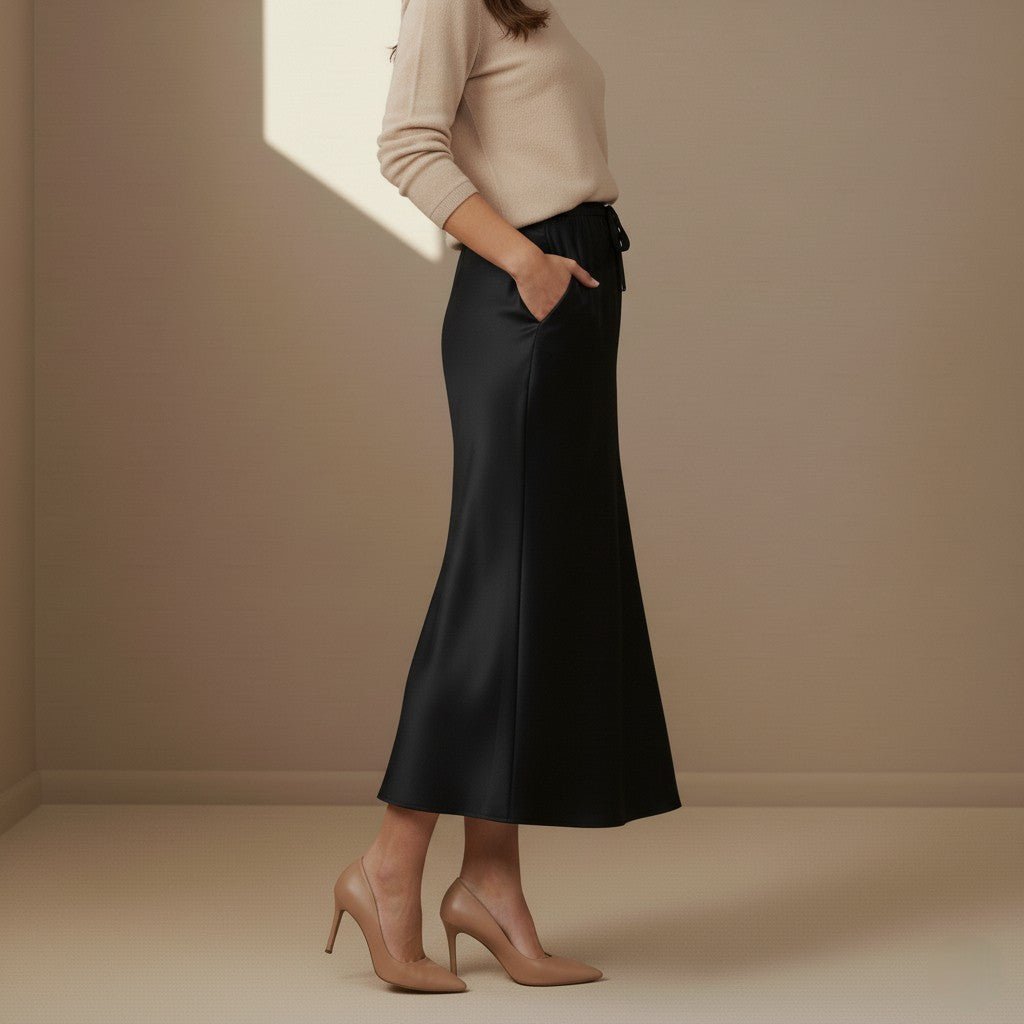 Black Satin Skirt - Satinni