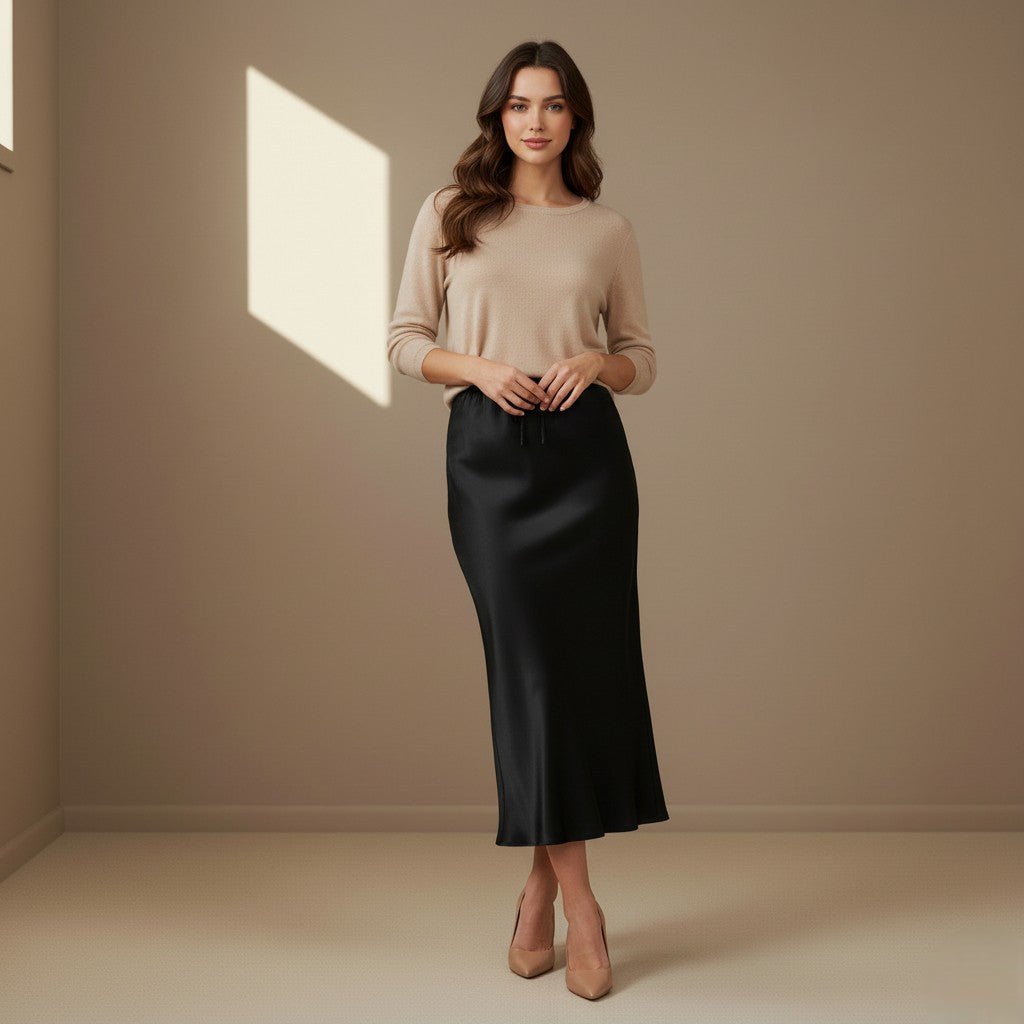 Black Satin Skirt - Satinni