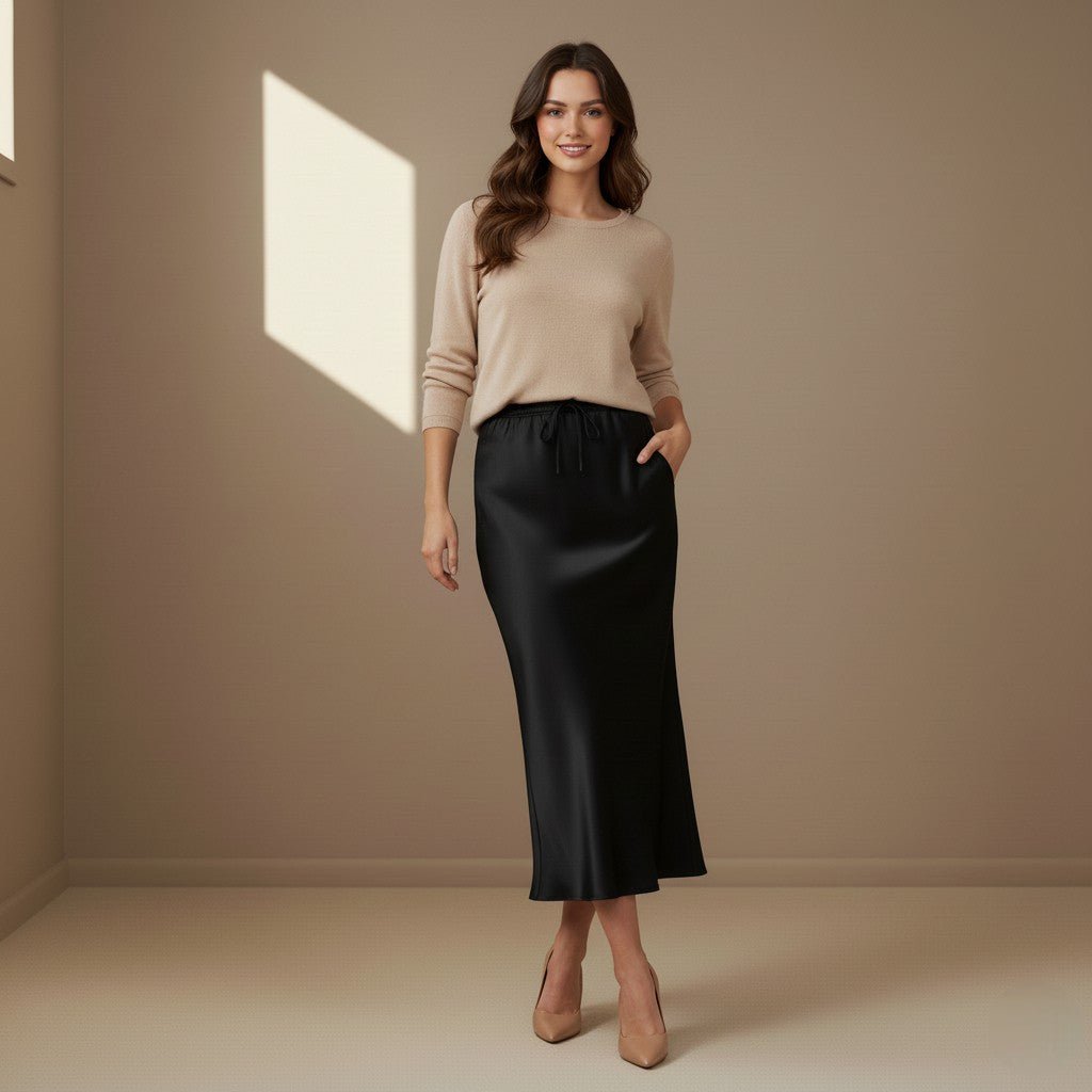 Black Satin Skirt - Satinni