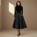 Black velvet satin dress - Satinni