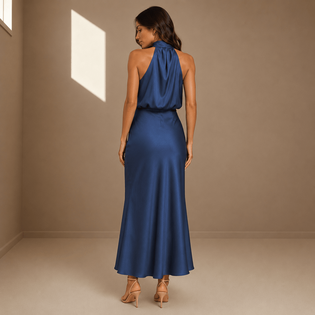 Blue satin dres - Satinni