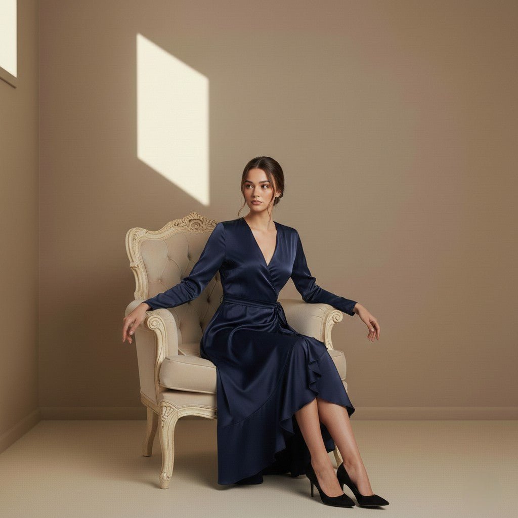 Blue satin dress - Satinni