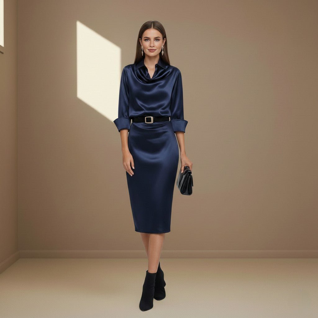 Blue satin dress - Satinni