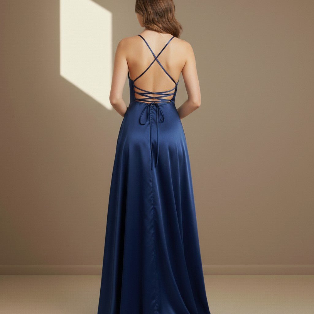 Blue satin dress - Satinni