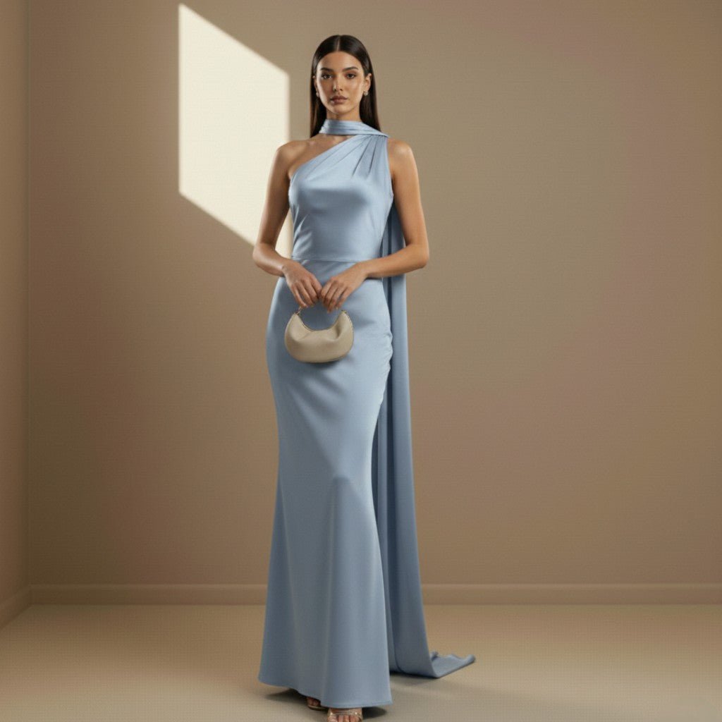 Blue satin dress - Satinni