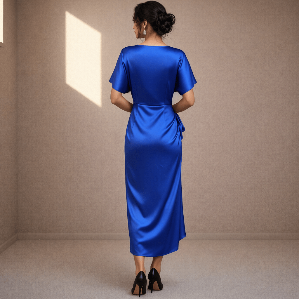 Blue satin dress - Satinni