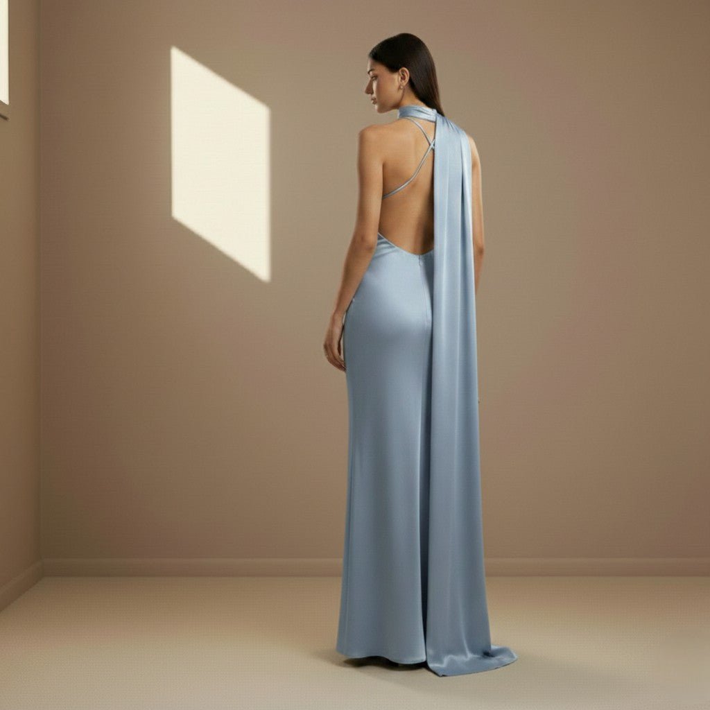 Blue satin dress - Satinni