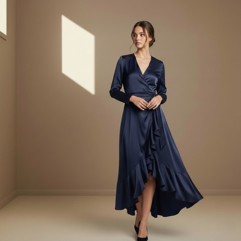 Blue satin dress - Satinni