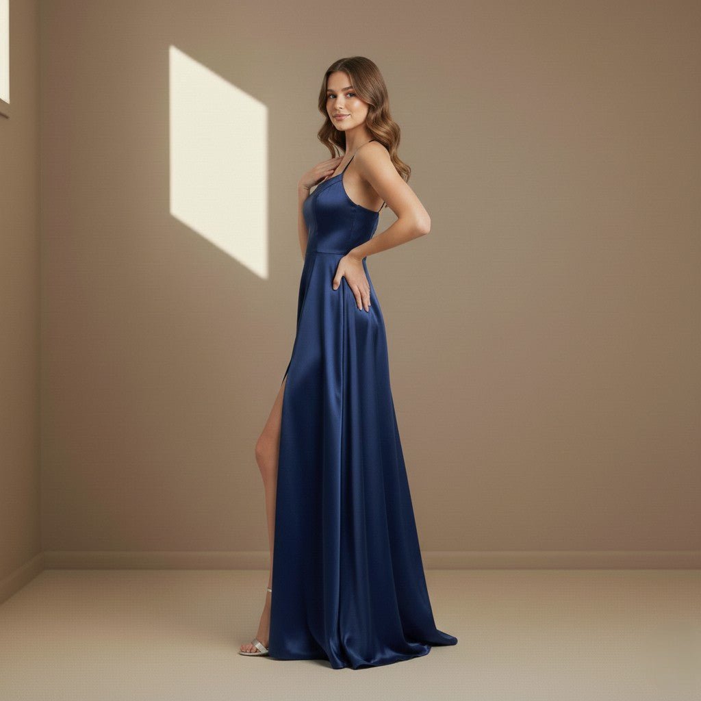 Blue satin dress - Satinni