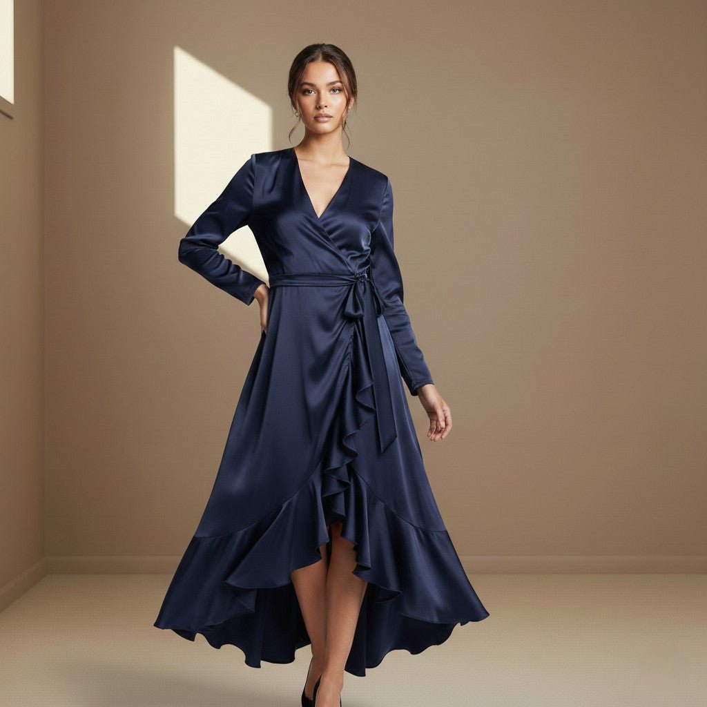 Blue satin dress - Satinni