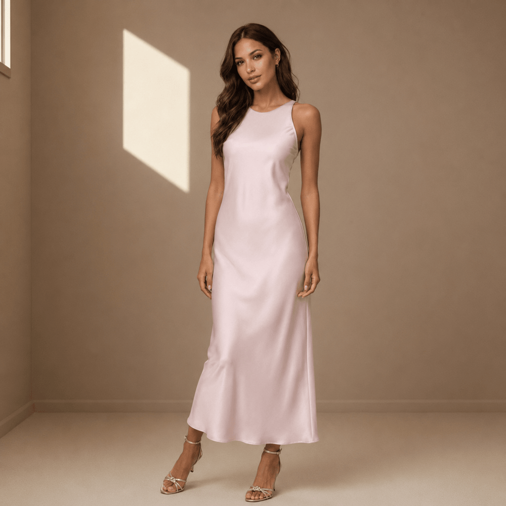 Blush pink satin dress - Satinni
