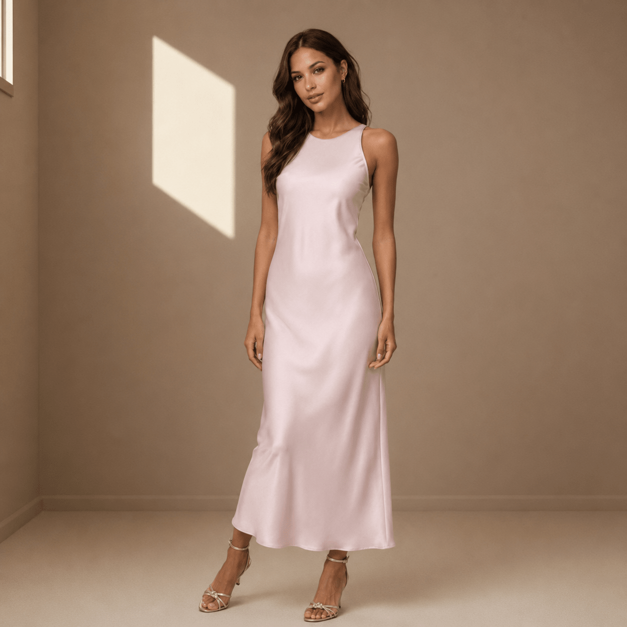 Blush pink satin dress - Satinni