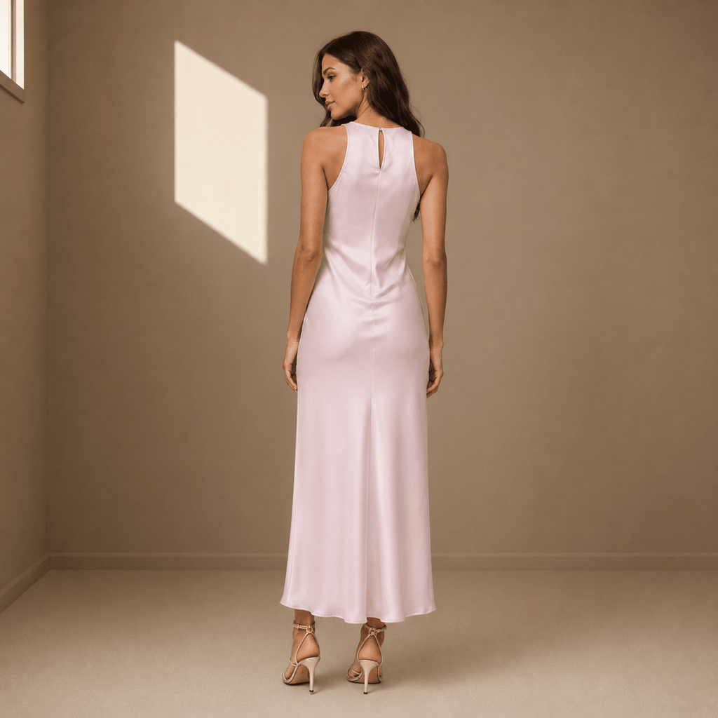 Blush pink satin dress - Satinni