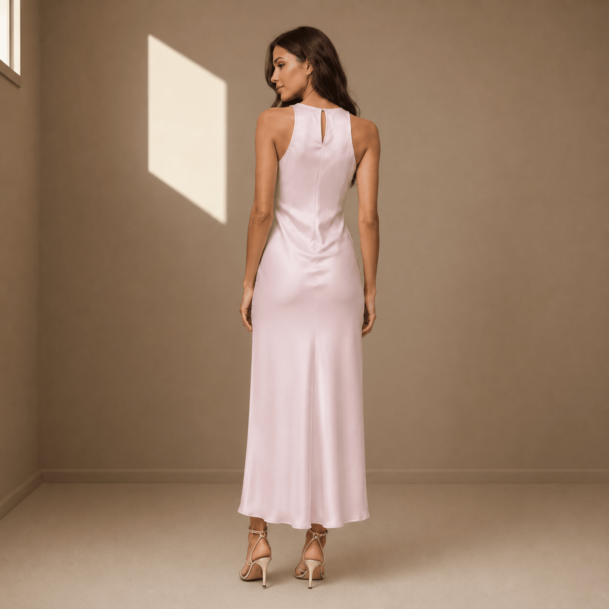 Blush pink satin dress - Satinni