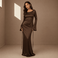 Brown satin dress - Satinni